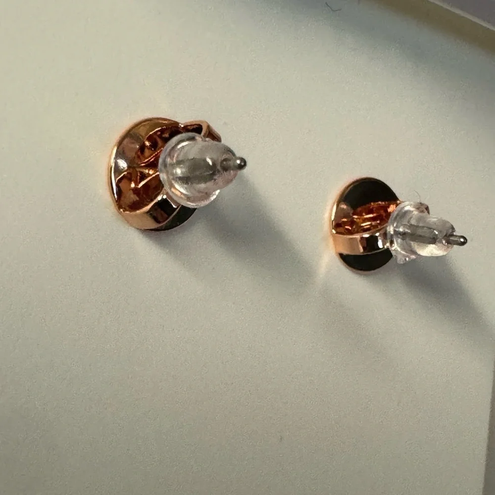 Tory Burch New Milgrain Hex Pavé Rose Gold Stud Earrings